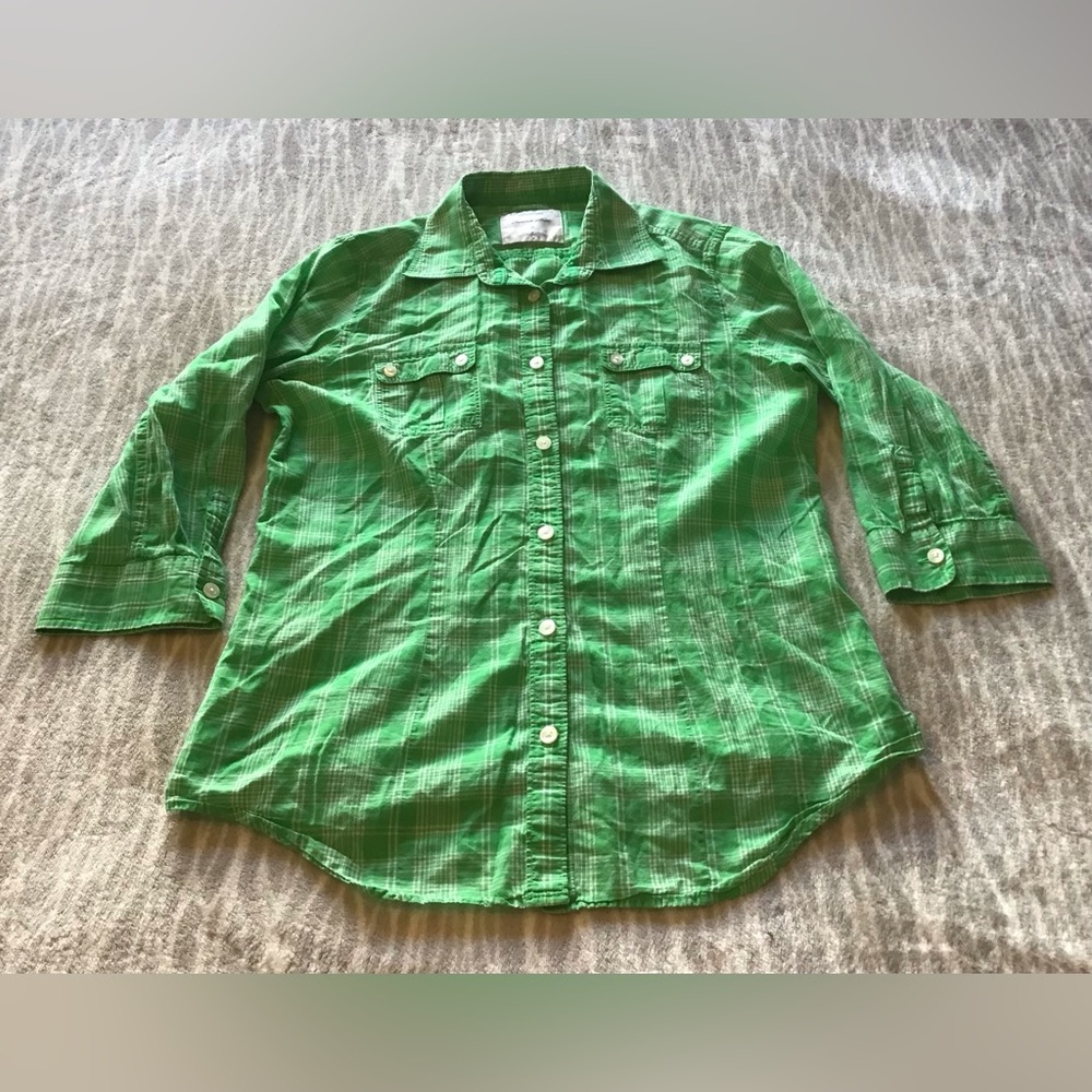 ✨✨ American Eagle Green/White Plaid 3/4 Sleeved Shirt ✨✨